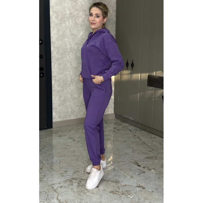 LİLA KAPŞONLU DÜZ TAKIM