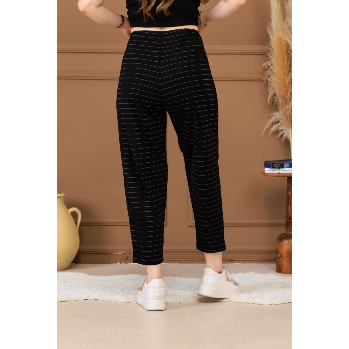 Siyah çizgili Balon paça