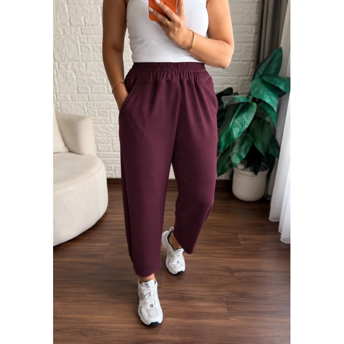 Pens detay eşofman bordo