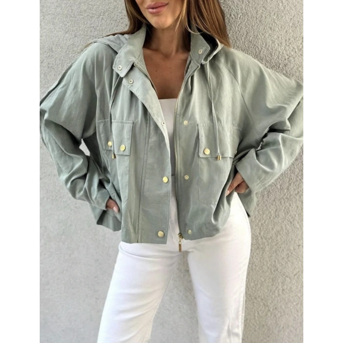 su yeşili yağmurluk