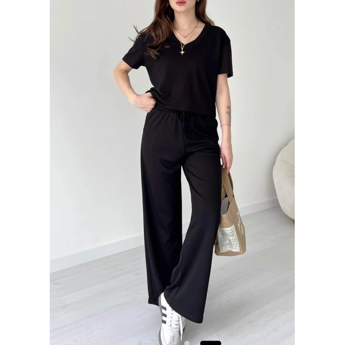 SİYAH OYS MODAL KUMAŞ V YAKA