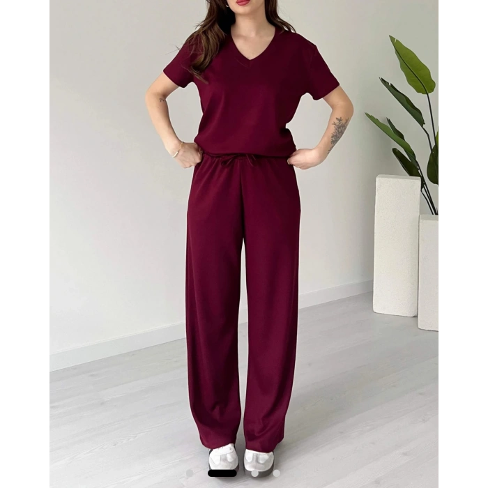 BORDO OYS MODAL KUMAŞ V YAKA