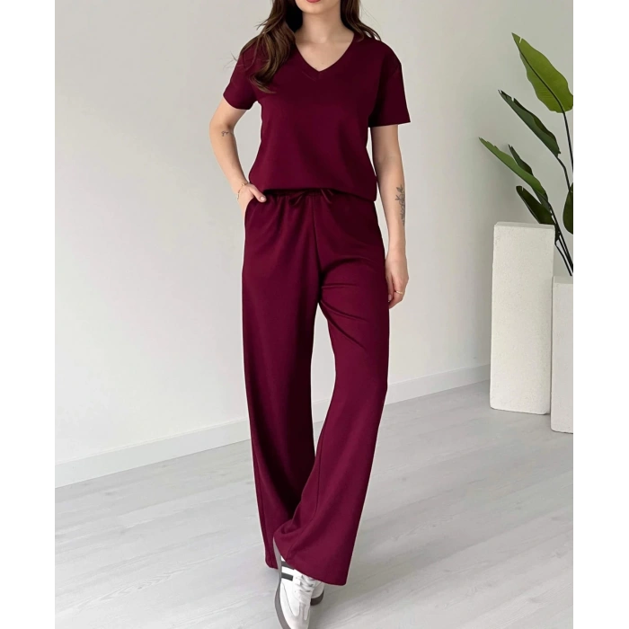 BORDO OYS MODAL KUMAŞ V YAKA