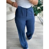 İndigo keten pantolon