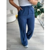 İndigo keten pantolon