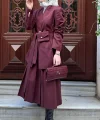 Kuşağı Cep Detaylı Blazer Ceket - Bordo