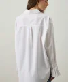 Pile Detaylı Oversize Gömlek Beyaz