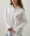 Pile Detaylı Oversize Gömlek Beyaz