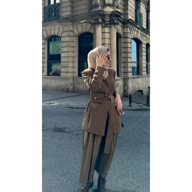 Kuşağı Cep Detaylı Blazer Ceket - Haki