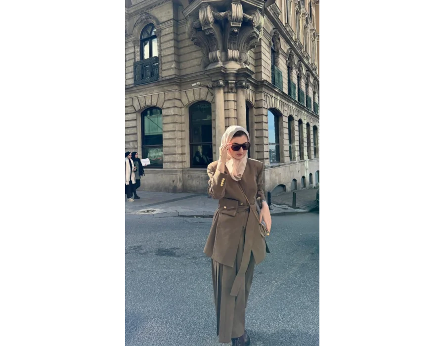 Kuşağı Cep Detaylı Blazer Ceket - Haki