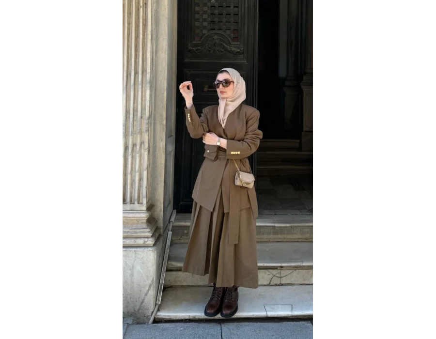 Kuşağı Cep Detaylı Blazer Ceket - Haki