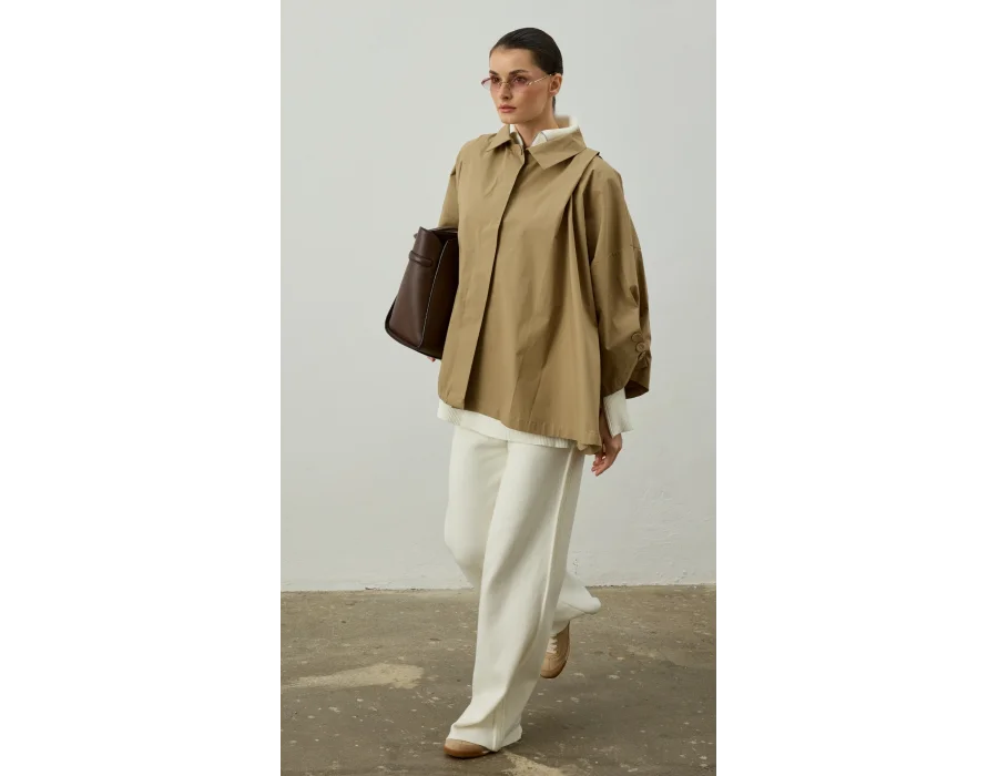 Çıkarılabilir Kürk Yaka Detaylı Kısa Trençkot