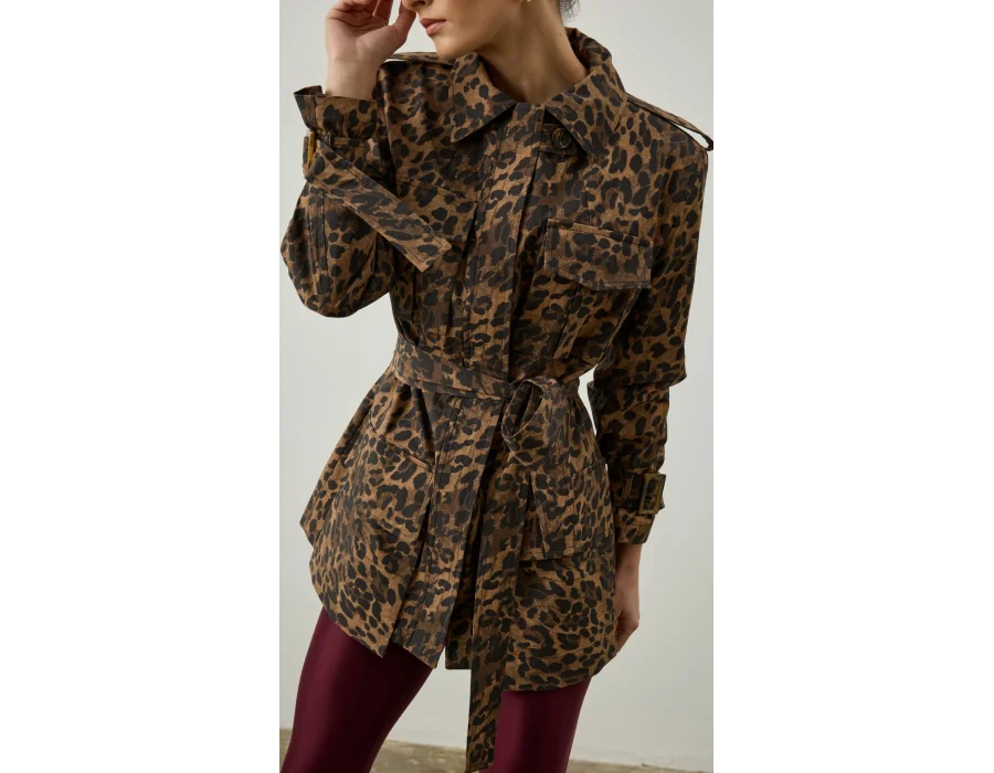 Leopar Desen Safari Ceket