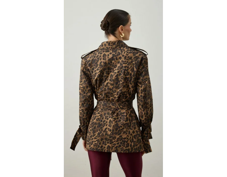 Leopar Desen Safari Ceket