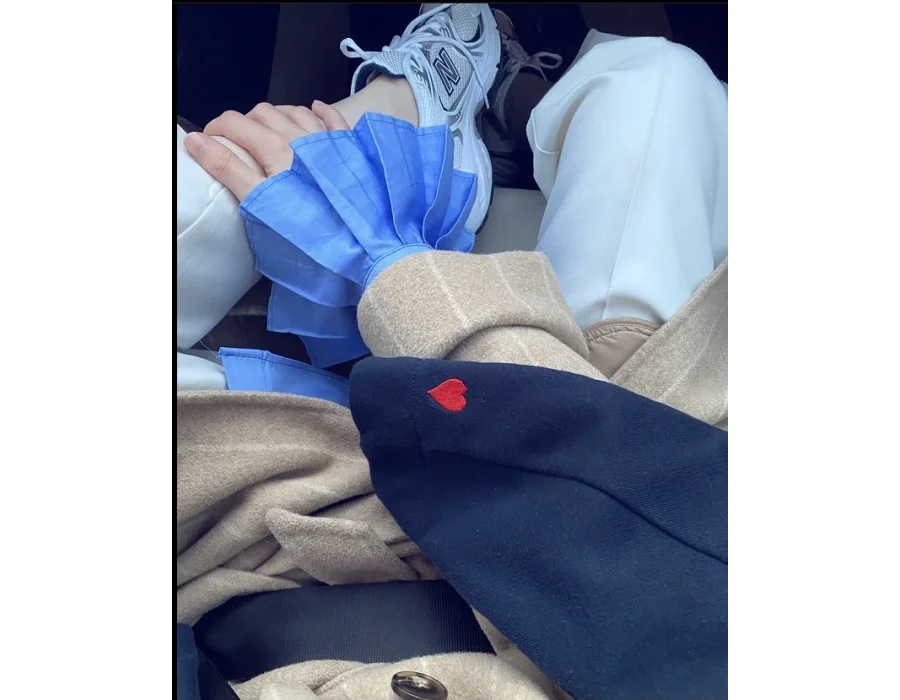 Pile Detaylı Oversize Gömlek Mavi