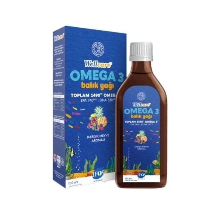 Wellcare Omega 3 Doğal Karışık Meyve Aromalı Balık Yağı 150 ML