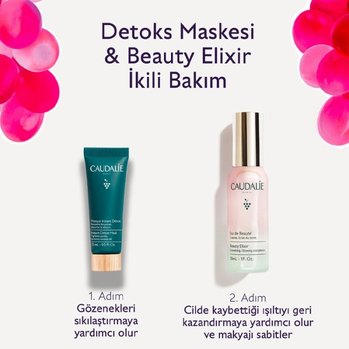Caudalie Beauty Elixir 30ml & Detoks Maske İkili Bakım Seti