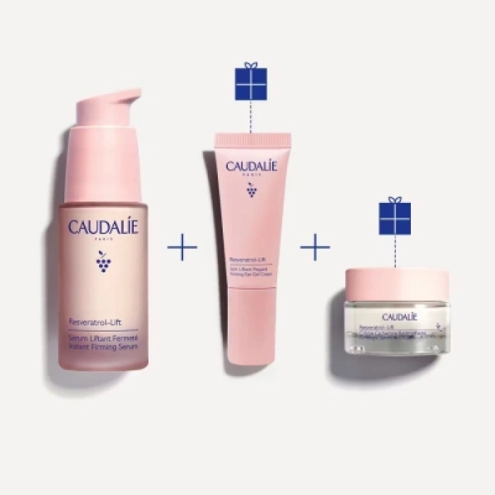 Caudalie Resveratrol Lift Set - Instant Firming Serum 30 ml + Firming Eye Gel Cream 5 ml + Firming Cash