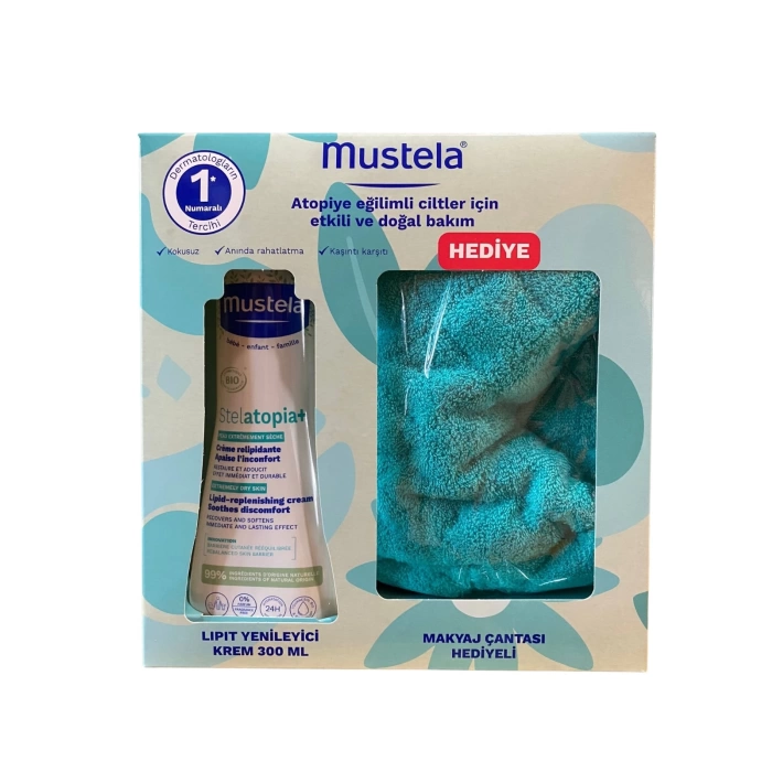 Mustela Stelatopia Lipit Yenileyici Krem 300 ml + Makyaj Çantası Hediyeli