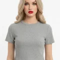 Crop Kısakollu Body Gri Renk