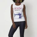 Clear Womens Denim Printed Leggings Set 2481