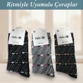 Peace Heart Patterned Lycra Womens Sock Pair