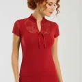 Clear Lace Half Sleeve Womens Blouse Elastane