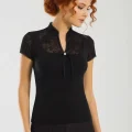 Clear Lace Half Sleeve Womens Blouse Elastane