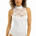 Clear Wide Lace Sleeveless Snap Bodysuit 2142