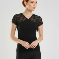 Berrak Womens Flocked Crepe Tank Top Elastane 2174