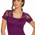 Clear Womens Shoulder Lace Transparent Short Sleeve T-Shirt 2184