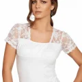 Clear Womens Shoulder Lace Transparent Short Sleeve T-Shirt 2184