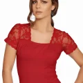 Clear Womens Shoulder Lace Transparent Short Sleeve T-Shirt 2184