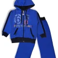 Boy Child Hooded Zippered Sweat Suit in Light Blue