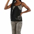 HMD Womens Leopard Strap Capri Set 50027