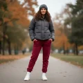 Jogger 3 İplik Şardonlu Cepli Tek Alt Siyah Siyah Bordo