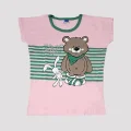 Girls Teddy Bear Patterned Top and Bottom Pajama Set