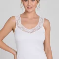 Şahinler Neck and Straps Lace Trim Ribbed Tank Top B600