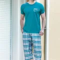 Summer Plaid Patterned Capri Pajama Set 21592