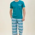Summer Plaid Patterned Capri Pajama Set 21592