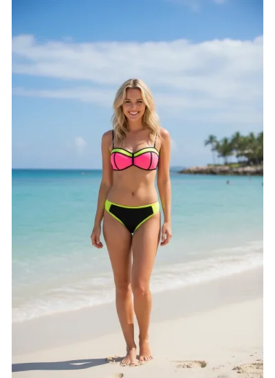 Mila Zippered Strapless Covered Bikini Top