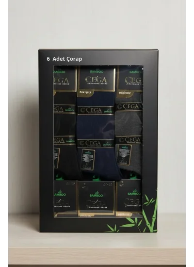 Çega Bambu Erkek Soket Çorap Asorti Renk 6 Adet