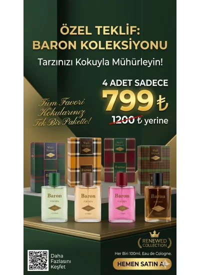 BARON Wall Street DSG , Brown, IVO, NCT 2026 4 lü Erkek EDC Erkek Parfüm Seti 4X 100 ml