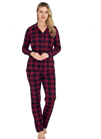 9209-kadın ekose pijama takım