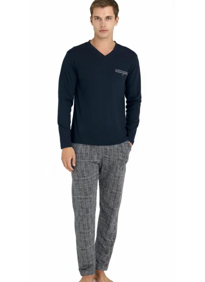 9214-kly v yaka pijama takımı