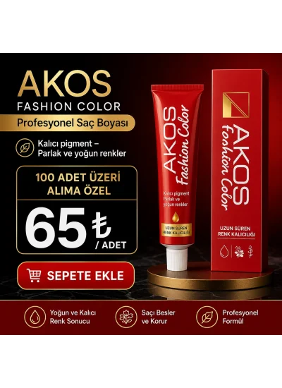 Akos Profesyonel Saç Boyası 60 Gr 100 Adet Kampanyalı Satış