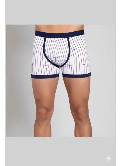 Berrak Çapa Ve Çizgi Baskı Erkek Boxer 1107