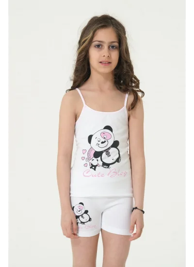 Clear Girl Bear Printed String Strap Elastane Set