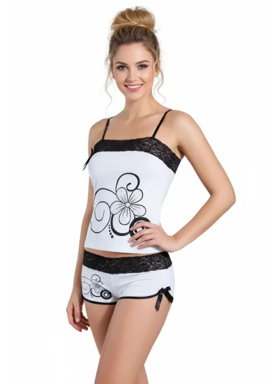 Floral Embroidered Shorts Set B333