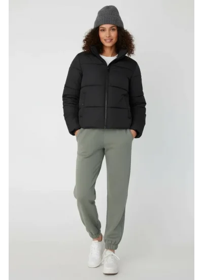 Jogger 3 İplik Şardonlu Cepli Tek Alt Siyah Siyah Yeşil